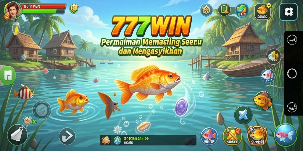 Screenshot 777WIN menampilkan aksi memancing yang menegangkan.