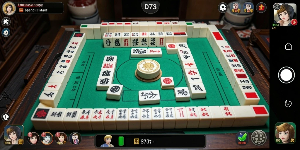 Gameplay D73 menampilkan keseruan permainan Mahjong yang mendebarkan.