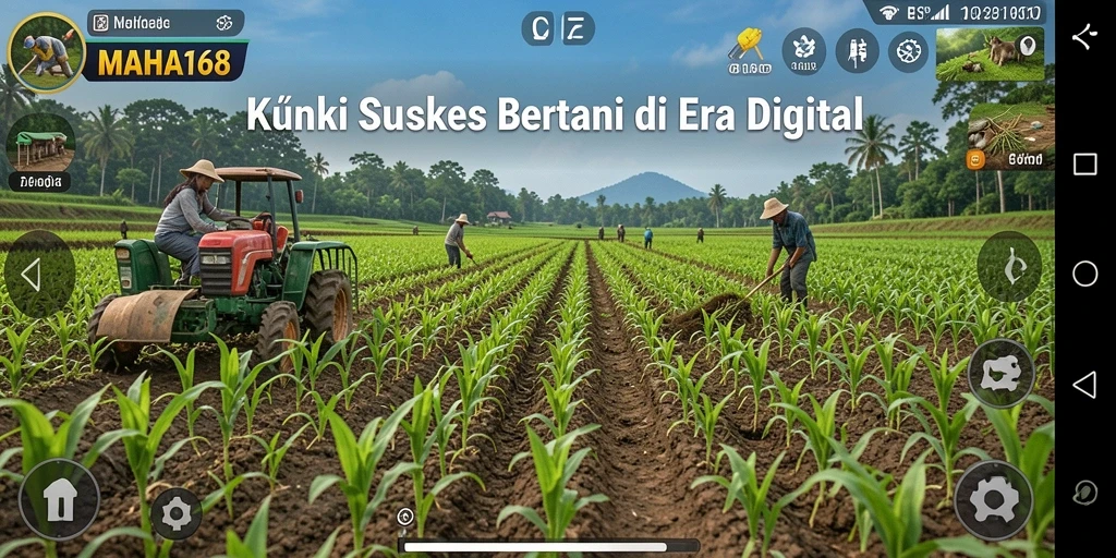 Tampilan gameplay <strong>MAHA168</strong> yang menampilkan lahan pertanian yang subur.