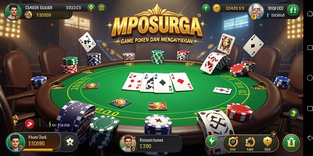 Screenshot gameplay MPOSURGA menampilkan aksi seru permainan Poker.