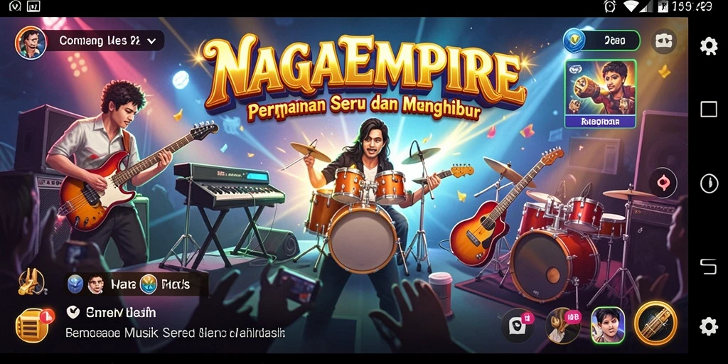 Tampilan gameplay NAGAEMPIRE yang penuh warna dan interaktif.