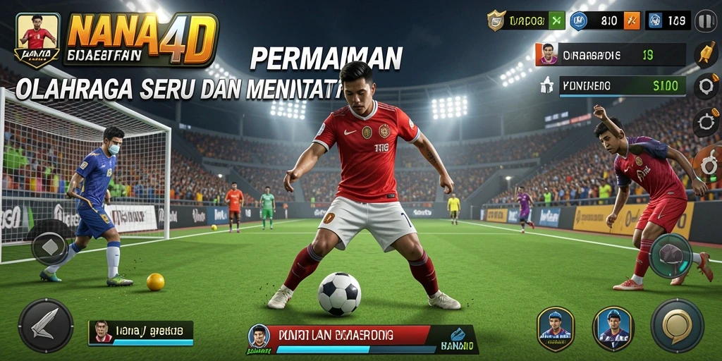 Screenshot utama NANA4D menampilkan gameplay seru dalam permainan olahraga.