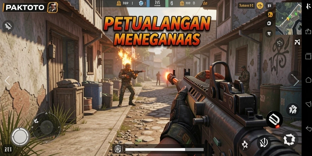 Screenshot PAKTOTO dengan aksi gameplay intens di medan perang.
