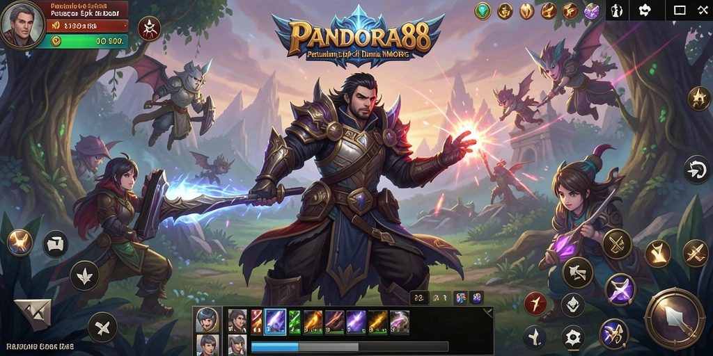 Tampilan utama gameplay PANDORA88 dengan karakter beraksi dalam pertempuran epik.