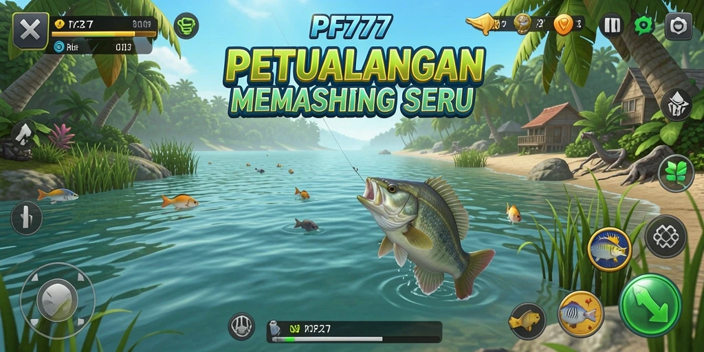 Gameplay PF777 yang seru dengan grafis memikat saat memancing.