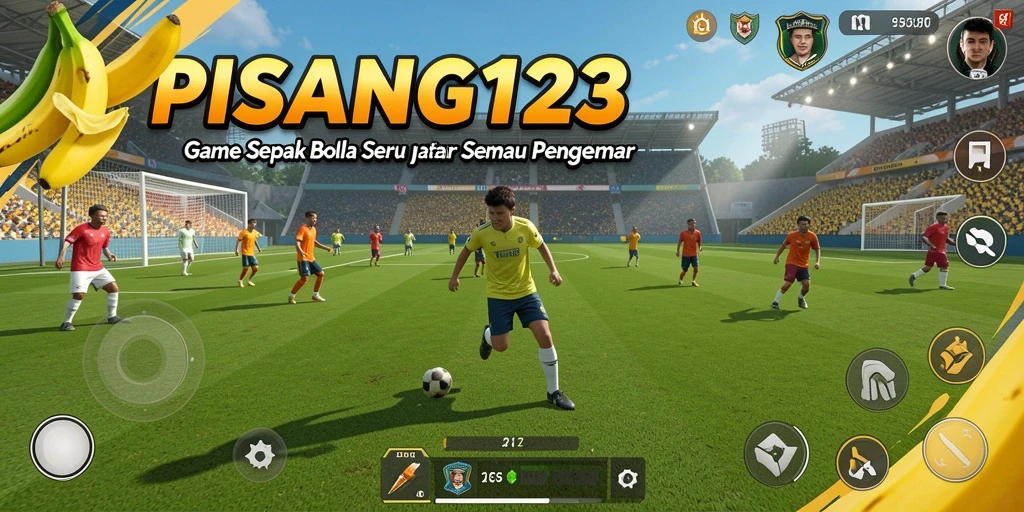 Tangkapan layar PISANG123 yang menunjukkan aksi gameplay sepak bola seru.