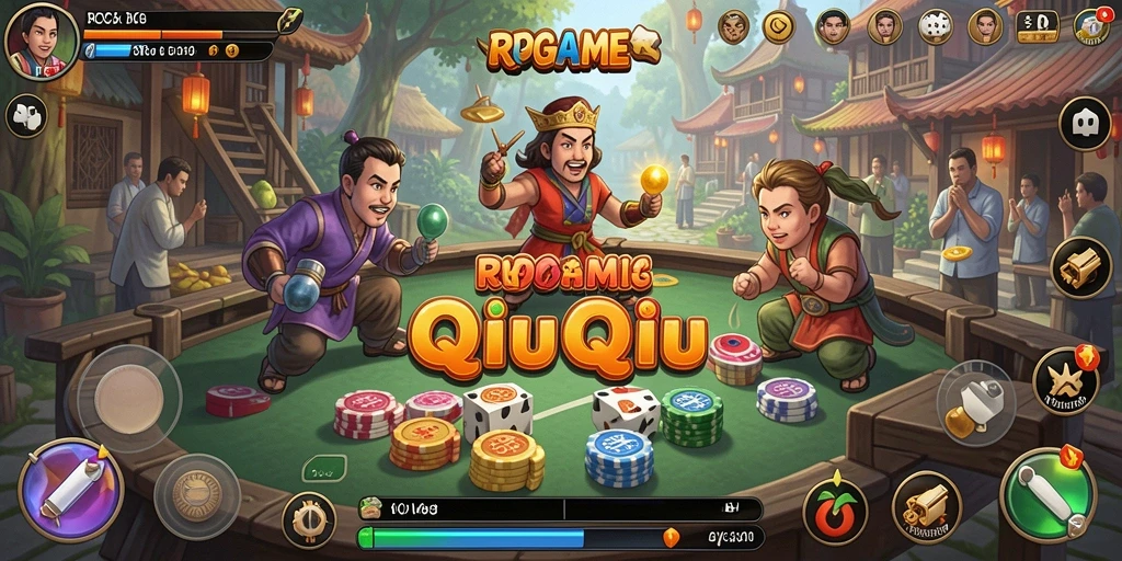 Menampilkan aksi seru permainan QiuQiu di RPGAME.