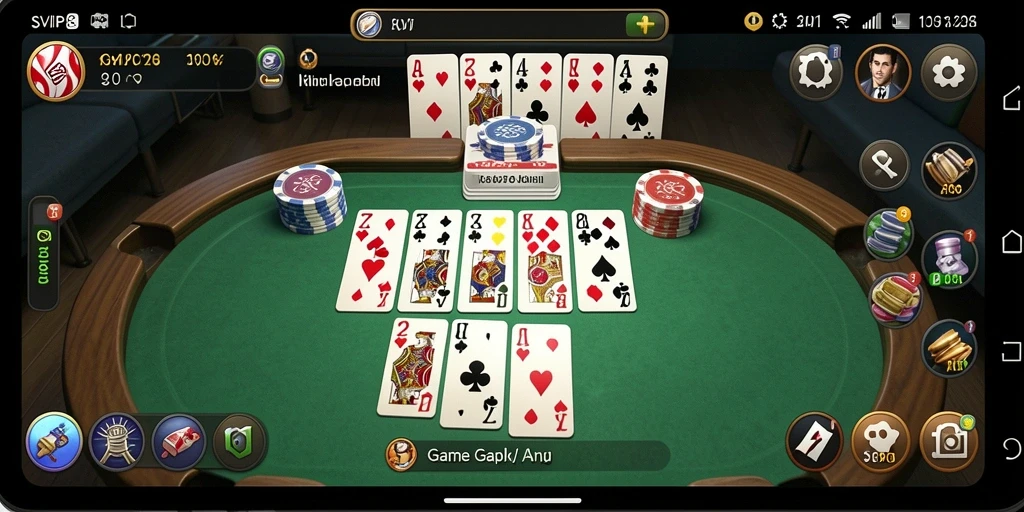 Screenshot gameplay SVIP8, memperlihatkan suasana seru bermain gaple.