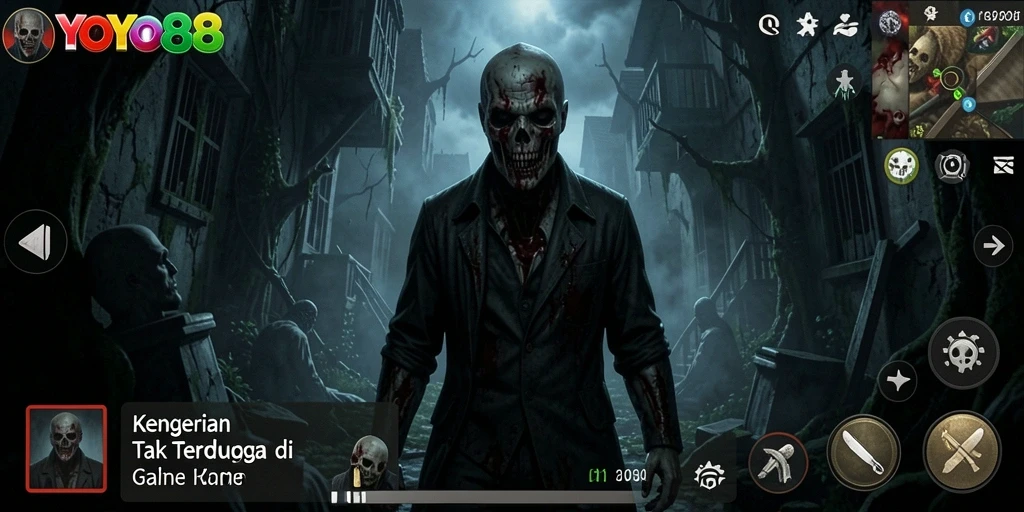 Tampilan gameplay YOYO88 yang menyeramkan dan menegangkan.